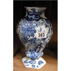 An 18thC Delftware vase, mark to base.