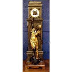 A late 19thC Bronze/spelter good quality French clock, possibly made for 1890's Paris exhibition, th