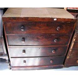 A fine quality four drawer, William IV chest of feathered veneered Mahogany  drawers, c1840.