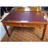 Image 1 : A C1900, Mahogany writing table with red leather inset to top and two drawers under having brass han