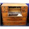 Image 1 : A Mahogany campaign, military chest in two sections, the top section having a fall front Secretaire