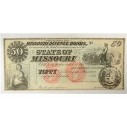 Remainder note $50 Missouri Defence Bond  AU+  est $190-$200