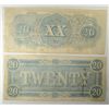 Image 2 : 2   $20 Confederate States of America notes an 1863 & 1864   VF  est $80-$90