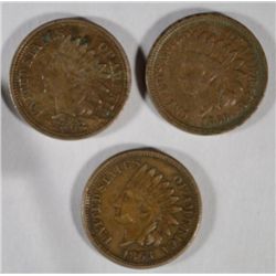 1860-62-63  Indian penny solid Liberty VF coins  est $70-$75