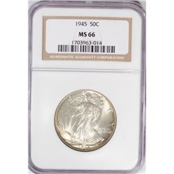 1945 WALKING LIBERTY HALF DOLLAR NGC MS66 SUPER!