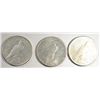 Image 2 : ( 3 ) CIRCULATED PEACE SILVER DOLLARS