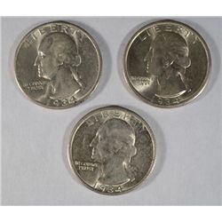 3-PCS NICE 1934 WASHINGTON QUARTER MS63