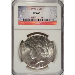 1922S  Peace  $   NGC63  est  $85-$95