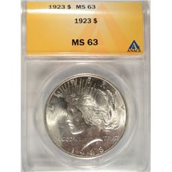 1923  Peace  $  ANACS63  est  $45-$50