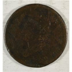 1809  large penny VG/F dmg @ 6:00 RARE DATE UNATTRIBUTED  Est  $120-$130
