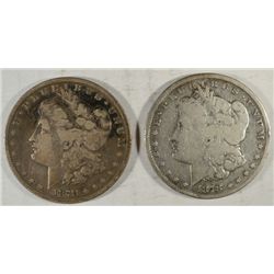 2  1878CC Morgan $ one with several rim dings  VG  est $150-$160