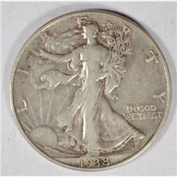 1938 D WALKING LIBERTY HALF DOLLAR NICE XF