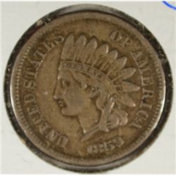 1859 INDIAN ONE CENT VF
