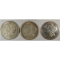 ( 3 ) THREE NICE CIRCULATED MORGAN SILVER DOLLARS