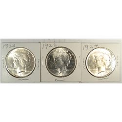 ( 3 ) NICE  BU PEACE SILVER DOLLARS