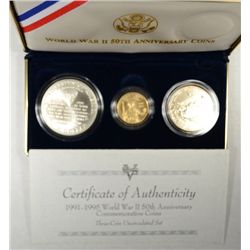 1993  WWII 3 PIECE PROOF COMMEMORATIVE SET IN NICE ORIGINAL PACKAGING