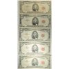 Image 1 : ( 5 ) U.S. $2.00 RED SEAL NOTES  ( 5 )  $5.00  RED SEAL NOTES,  VG OR BETTER