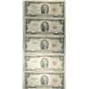Image 2 : ( 5 ) U.S. $2.00 RED SEAL NOTES  ( 5 )  $5.00  RED SEAL NOTES,  VG OR BETTER