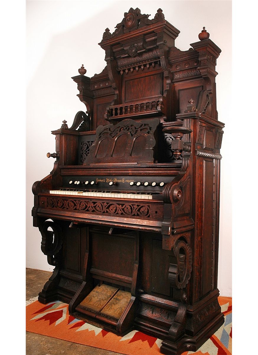 Antique Victorian Loring & Blake Palace Pump Pedal Organ