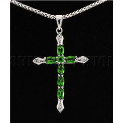 Crucifix 2.85g Sterling Silver Chorme Diopside Pendant
