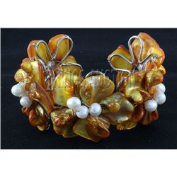 352.02CTW CHUNKY AMBER MOTHER OF PEARL BRACELET PHILIPP