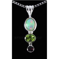 13.72ctw Multi Precious Gemstone Silver Bezel Pendant