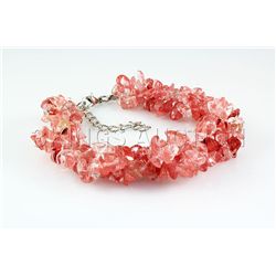 176.89CTW 7in. PINK ROSE CHIPPED STONE BRACELET METAL L