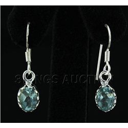 3.20CT Oval Blue Topaz Bezel Design 0.925 Earring 2.32g