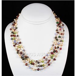 202.70CTW Multi Color Thread Freshwater Pearl Necklace