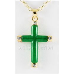JADE CROSS 3.20GRAMS IN GOLD PLATED PENDANT