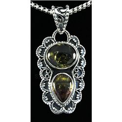 Pink & Green Tourmaline 22.47ctw Silver Pendant