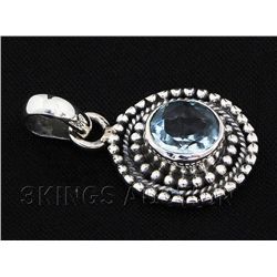 2.50CT Round Blue Topaz Antique Design .925 Pendant 2.4