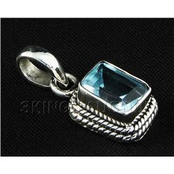 2.40CT Emerald Blue Topaz Antique Design .925 Pendant 2