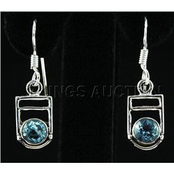 1.12CT Round Blue Topaz Unique Design .925 Earring 2.46