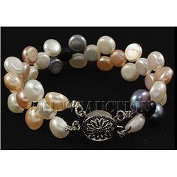 91.09CTW 7" WHITE-PEACH-LAVENDER-BLACK SIOPAO BRACELET