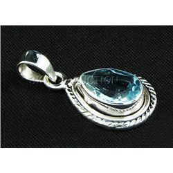 3.50CT Pear Blue Topaz Antique Design .925 Pendant 2.27