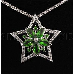 Flower Star 5.59g Silver Chorme Diopside Pendant 2.48ct