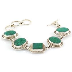 153.5ctw Custom Made Silver Emerald Bracelet