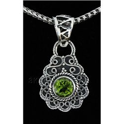 Natural Peridot 11.74ctw Antique Design .925 Pendant