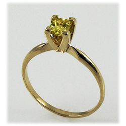 Genu. 0.51 ct Solitaire Ring Princess Fancy Yellow, SI1
