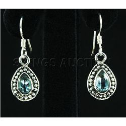 2.20CT Pear Blue Topaz Antique Design 0.925 Earring 3.1