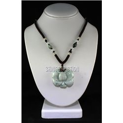 Natural 177.40ctw Lotus Flower Jade Pendant Necklace