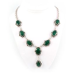 273.5ctw New Design Emerald Silver Necklace