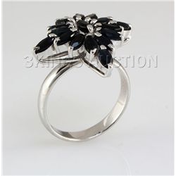Natural Sapphire 25.96CTW Marquise Cluster Ring