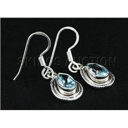 2.20CT Pear Blue Topaz Antique Design 0.925 Earring 3.2