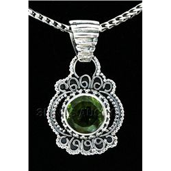 Natural Peridot 16.08ctw Antique Design .925 Pendant