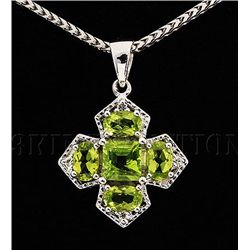 Cross Shape 2.93g Sterling Silver Peridot Pendant 3.45c