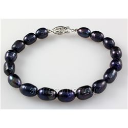 102.1CTW 7" BLACK FRESHWATER PEARL BRACELET METAL LOCK