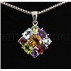Image 1 : Retro Design 3.03g Silver Multi Precious Stone Pendant