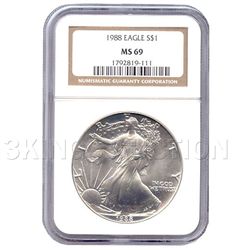 Certified Uncirculated Silver Eagle 1988 MS69